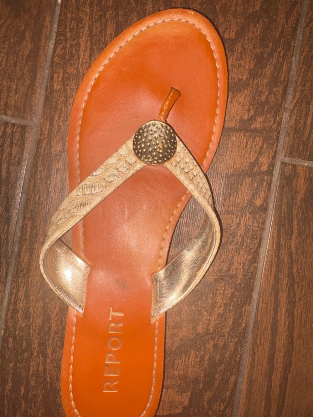 Report Thong Sandal with Gold Accent